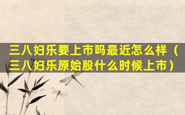 三八妇乐要上市吗最近怎么样（三八妇乐原始股什么时候上市）
