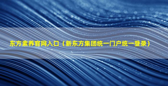 东方素养官网入口（新东方集团统一门户统一登录）