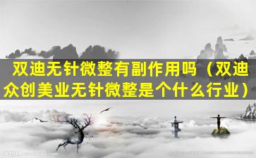 双迪无针微整有副作用吗（双迪众创美业无针微整是个什么行业）