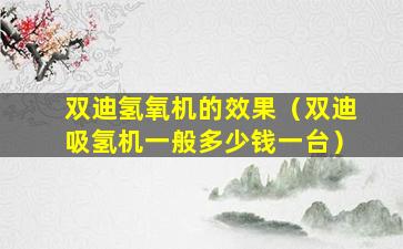 双迪氢氧机的效果（双迪吸氢机一般多少钱一台）
