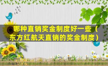 哪种直销奖金制度好一些（东方红航天直销的奖金制度）