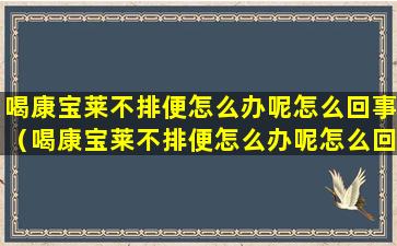 喝康宝莱不排便怎么办呢怎么回事（喝康宝莱不排便怎么办呢怎么回事儿）