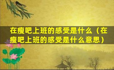 在瘦吧上班的感受是什么（在瘦吧上班的感受是什么意思）
