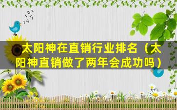 太阳神在直销行业排名（太阳神直销做了两年会成功吗）