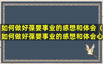 如何做好葆婴事业的感想和体会（如何做好葆婴事业的感想和体会心得）