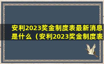 安利2023奖金制度表最新消息是什么（安利2023奖金制度表最新消息是什么样的）