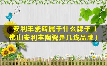 安利丰瓷砖属于什么牌子（佛山安利丰陶瓷是几线品牌）