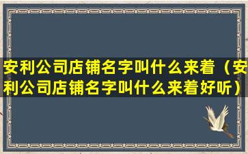 安利公司店铺名字叫什么来着（安利公司店铺名字叫什么来着好听）