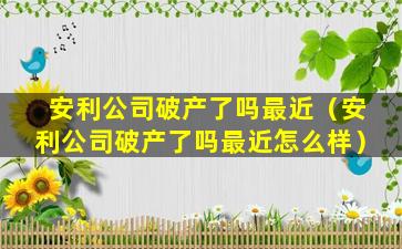 安利公司破产了吗最近（安利公司破产了吗最近怎么样）