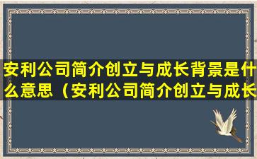 安利公司简介创立与成长背景是什么意思（安利公司简介创立与成长背景是什么意思啊）