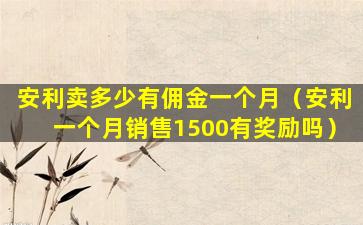 安利卖多少有佣金一个月（安利一个月销售1500有奖励吗）