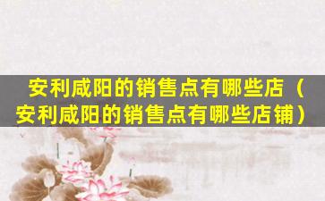 安利咸阳的销售点有哪些店（安利咸阳的销售点有哪些店铺）