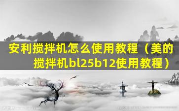 安利搅拌机怎么使用教程（美的搅拌机bl25b12使用教程）