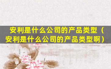安利是什么公司的产品类型（安利是什么公司的产品类型啊）