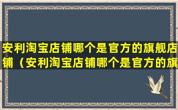 安利淘宝店铺哪个是官方的旗舰店铺（安利淘宝店铺哪个是官方的旗舰店铺啊）