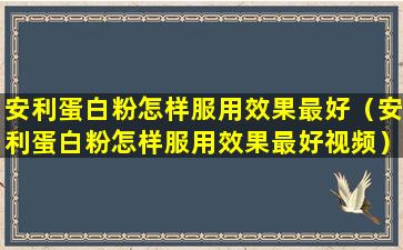 安利蛋白粉怎样服用效果最好（安利蛋白粉怎样服用效果最好视频）