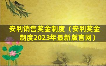 安利销售奖金制度（安利奖金制度2023年最新版官网）