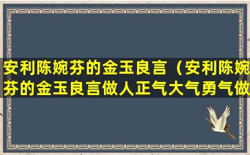 安利陈婉芬的金玉良言（安利陈婉芬的金玉良言做人正气大气勇气做事）