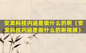 安发科技内涵是做什么的啊（安发科技内涵是做什么的啊视频）