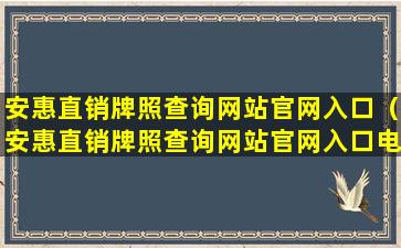 安惠直销牌照查询网站官网入口（安惠直销牌照查询网站官网入口电话）