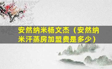 安然纳米杨文杰（安然纳米汗蒸房加盟费是多少）