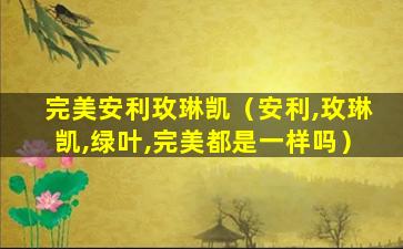 完美安利玫琳凯（安利,玫琳凯,绿叶,完美都是一样吗）