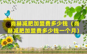 尚赫减肥加盟费多少钱（尚赫减肥加盟费多少钱一个月）