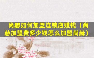 尚赫如何加盟连锁店赚钱（尚赫加盟费多少钱怎么加盟尚赫）