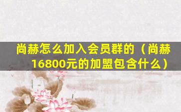 尚赫怎么加入会员群的（尚赫16800元的加盟包含什么）