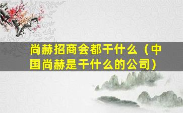尚赫招商会都干什么（中国尚赫是干什么的公司）