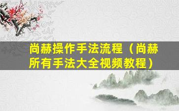 尚赫操作手法流程（尚赫所有手法大全视频教程）