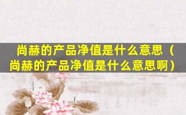 尚赫的产品净值是什么意思（尚赫的产品净值是什么意思啊）
