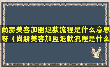 尚赫美容加盟退款流程是什么意思呀（尚赫美容加盟退款流程是什么意思呀怎么退）