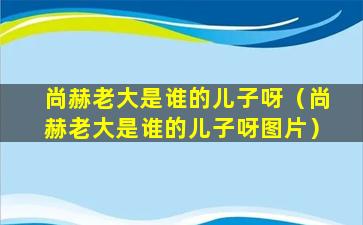 尚赫老大是谁的儿子呀（尚赫老大是谁的儿子呀图片）