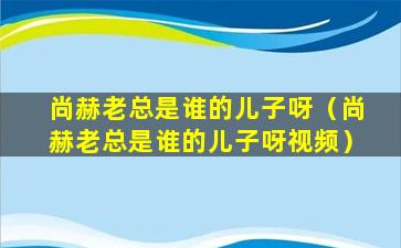 尚赫老总是谁的儿子呀（尚赫老总是谁的儿子呀视频）