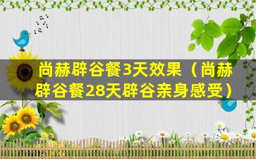 尚赫辟谷餐3天效果（尚赫辟谷餐28天辟谷亲身感受）