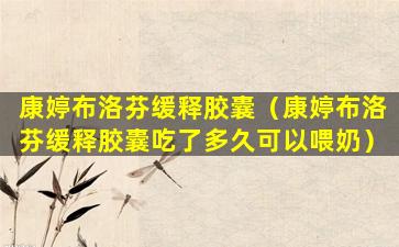 康婷布洛芬缓释胶囊（康婷布洛芬缓释胶囊吃了多久可以喂奶）