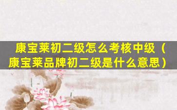 康宝莱初二级怎么考核中级（康宝莱品牌初二级是什么意思）