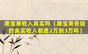 康宝莱收入真实吗（康宝莱各级的真实收入都是2万到3万吗）