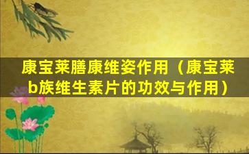 康宝莱膳康维姿作用（康宝莱b族维生素片的功效与作用）