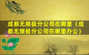 成都无限极分公司在哪里（成都无限极分公司在哪里办公）