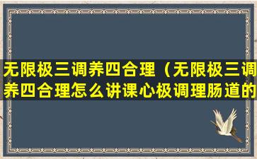 无限极三调养四合理（无限极三调养四合理怎么讲课心极调理肠道的产品）