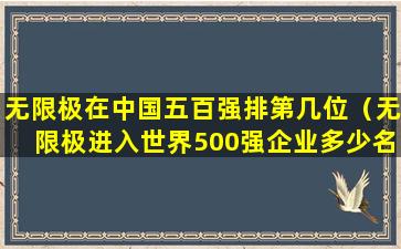 无限极在中国五百强排第几位（无限极进入世界500强企业多少名）