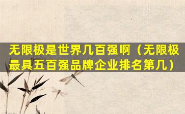 无限极是世界几百强啊（无限极最具五百强品牌企业排名第几）