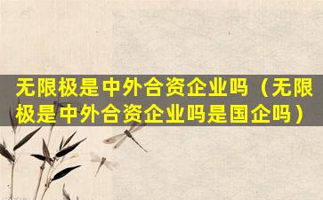 无限极是中外合资企业吗（无限极是中外合资企业吗是国企吗）