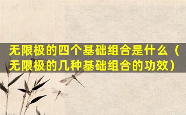无限极的四个基础组合是什么（无限极的几种基础组合的功效）