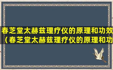 春芝堂太赫兹理疗仪的原理和功效（春芝堂太赫兹理疗仪的原理和功效是什么）