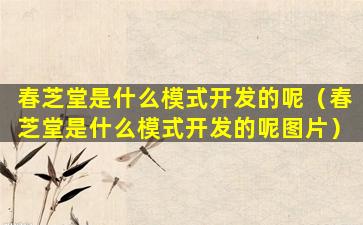 春芝堂是什么模式开发的呢（春芝堂是什么模式开发的呢图片）