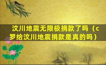 汶川地震无限极捐款了吗（c罗给汶川地震捐款是真的吗）