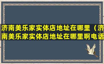 济南美乐家实体店地址在哪里（济南美乐家实体店地址在哪里啊电话）